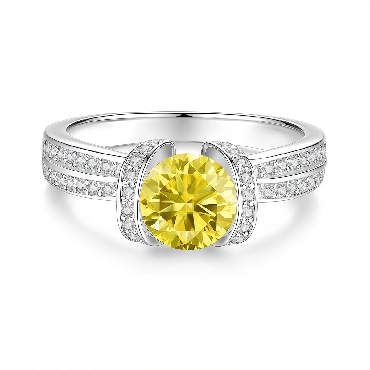 S925 Silver Ring with Colored Moissanite