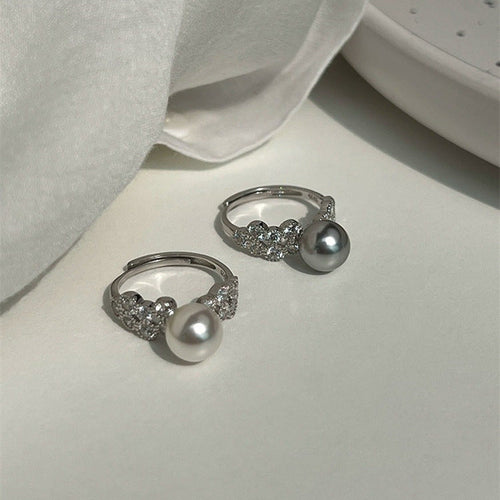 925 sterling silver pearl ring - silvery