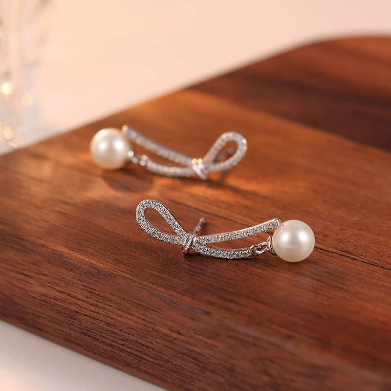 925 sterling silver ribbon shaped earrings