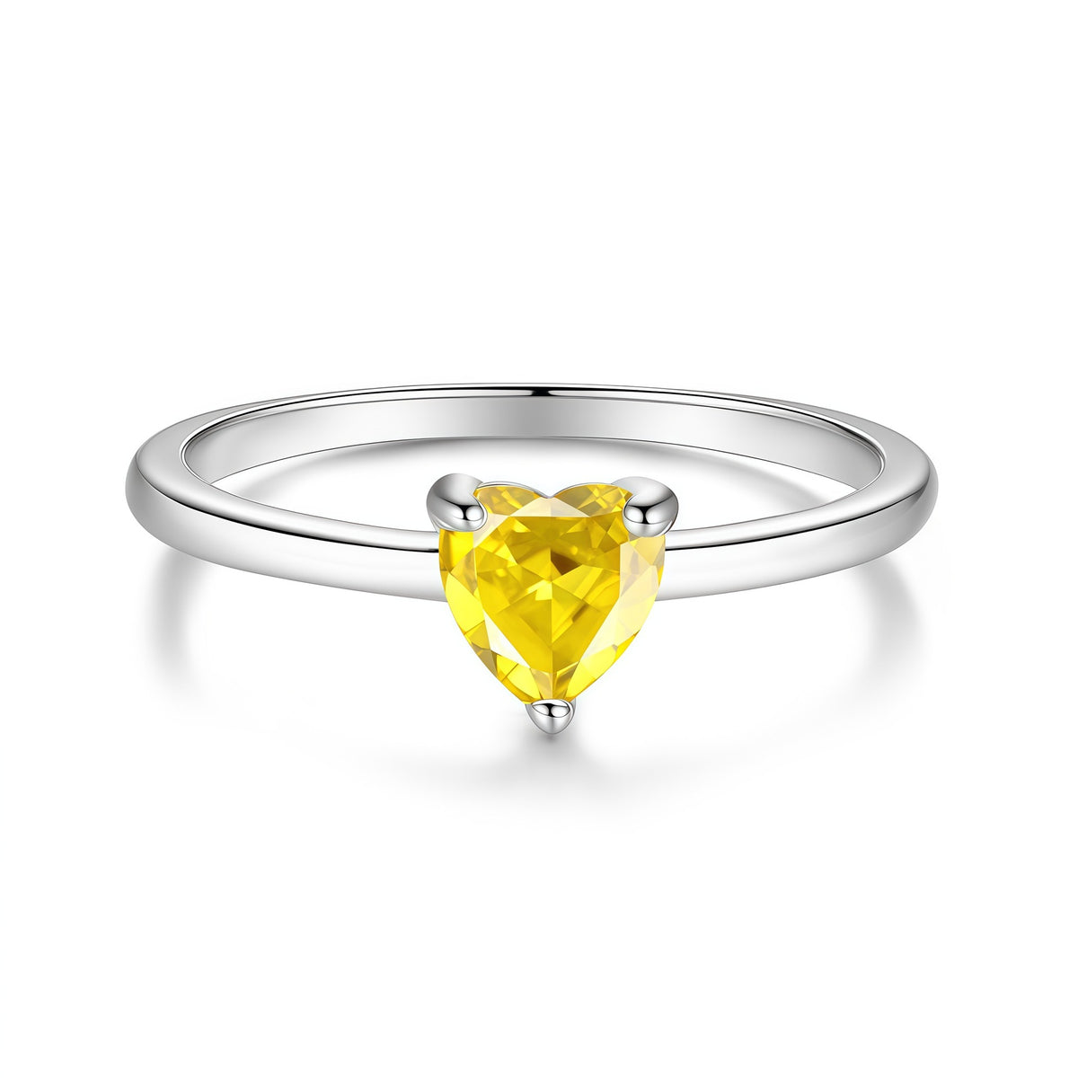 S925 Sterling Silver Six-Prong Round Colored Moissanite Ring