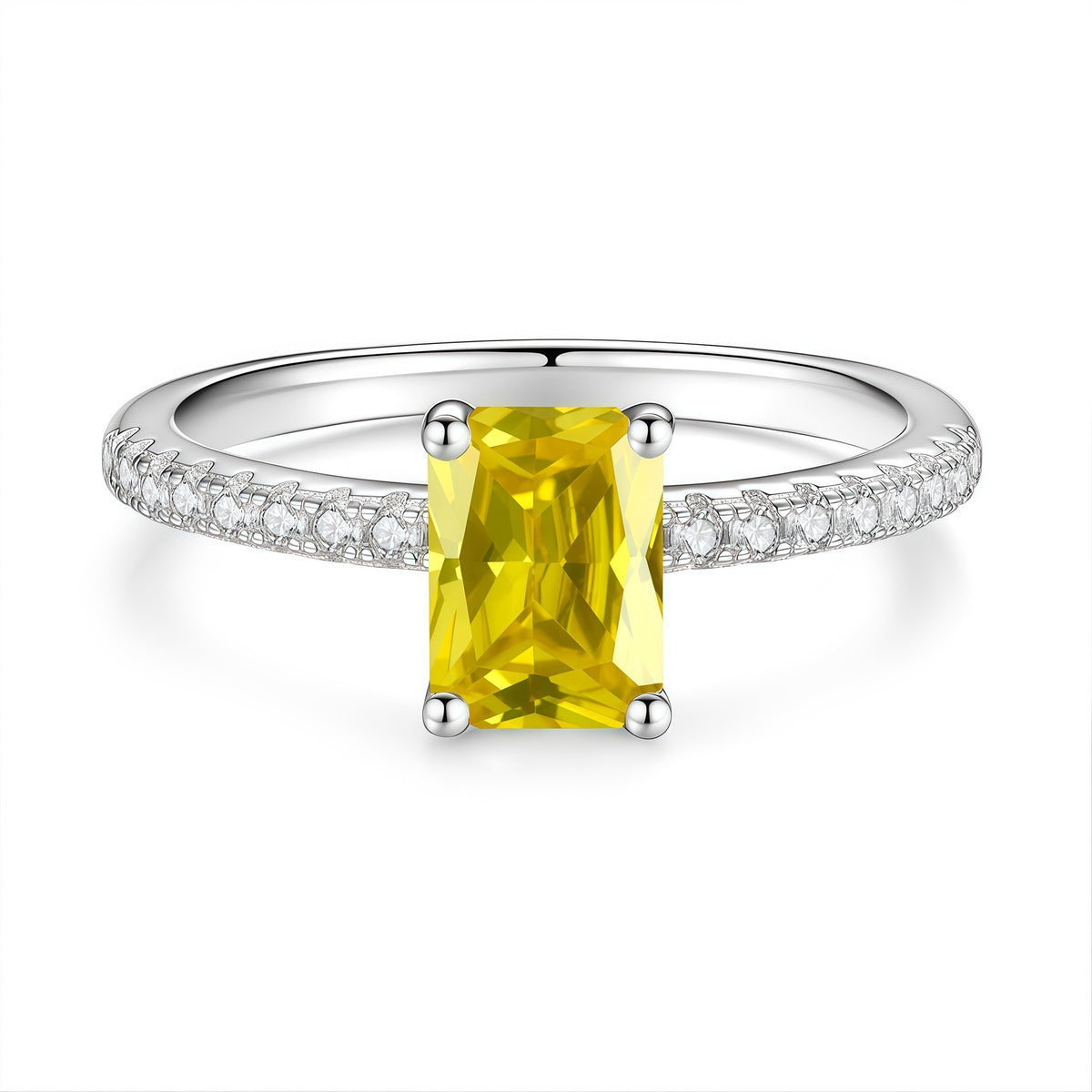 S925 Sterling Silver Rectangular Moissanite Ring