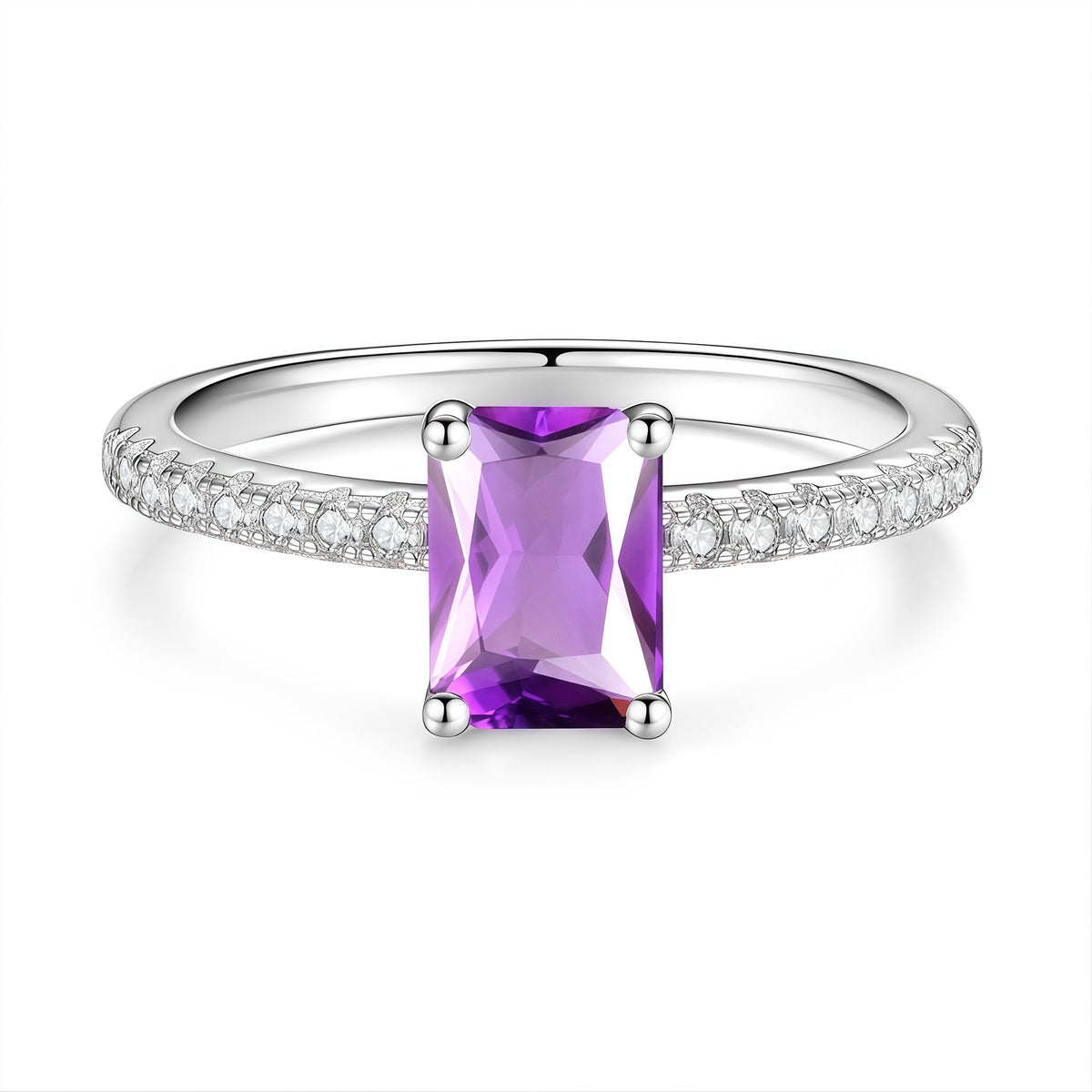 S925 Sterling Silver Rectangular Moissanite Ring