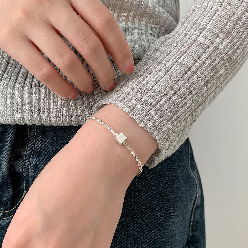 925 sterling silver square bracelet - silvery