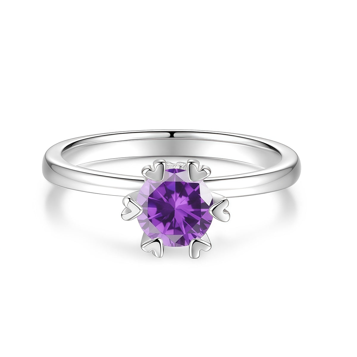 S925 Silver D-Color Moissanite Six-Prong Heart-Shaped Ring