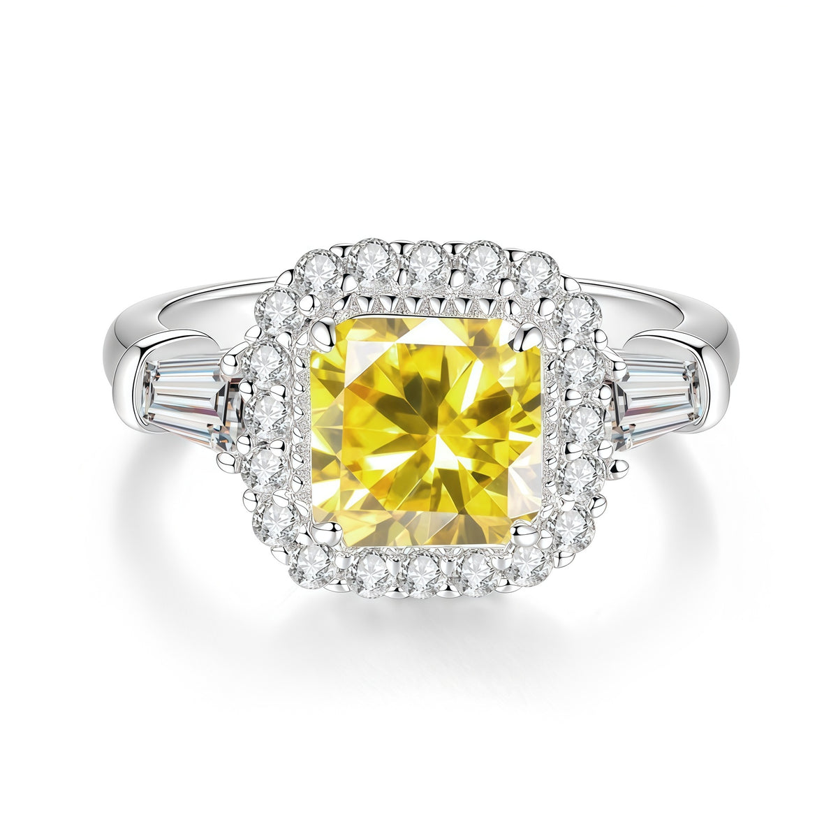 S925 Sterling Silver Ring with Colored Moissanite