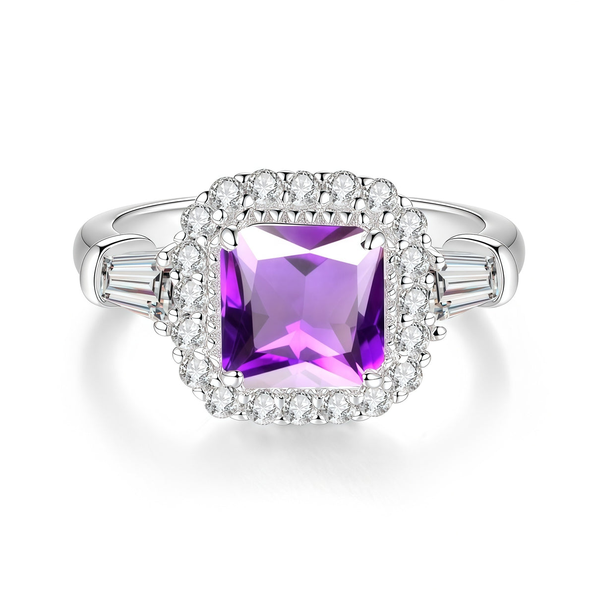 S925 Sterling Silver Ring with Colored Moissanite