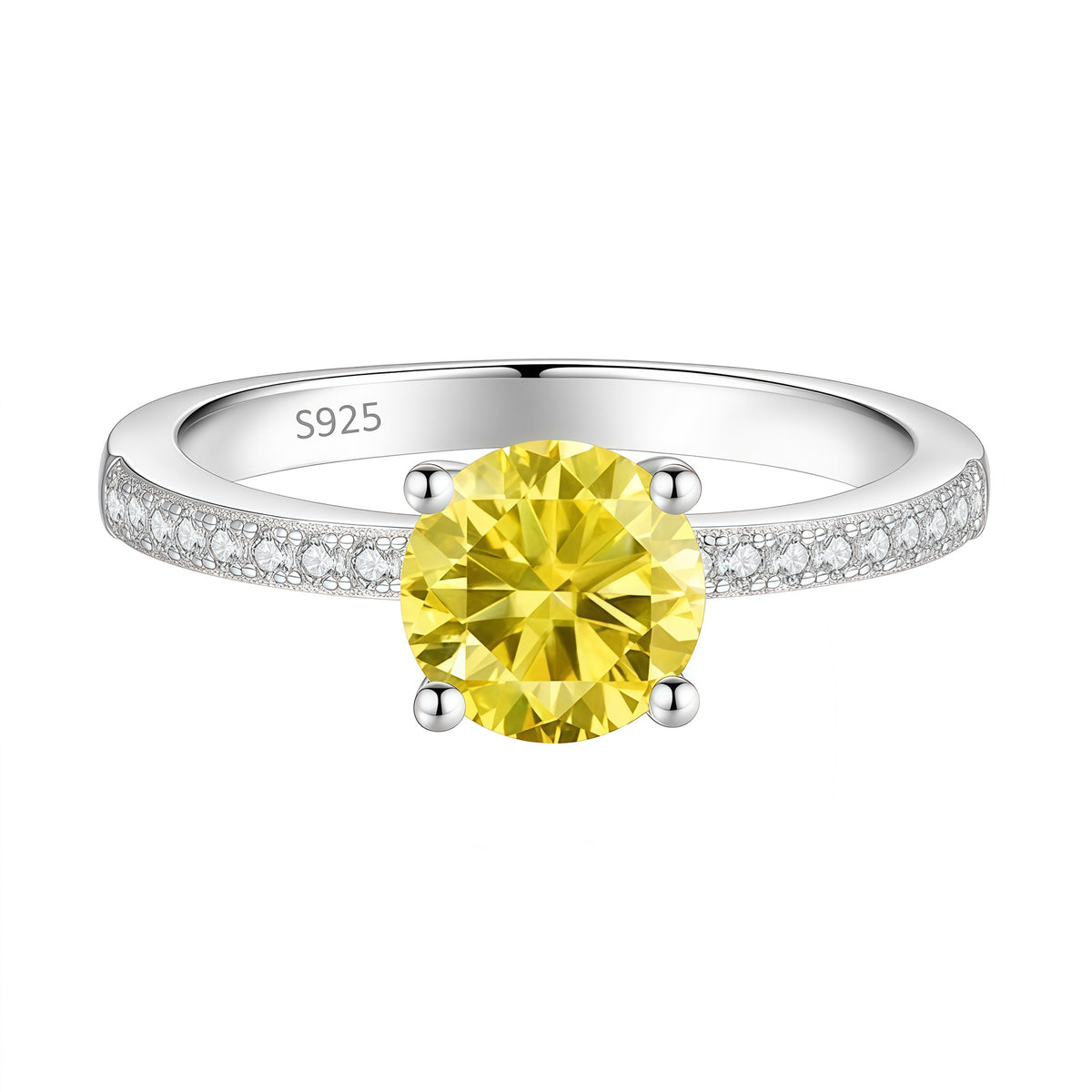 S925 Sterling Silver Ring with Colored Moissanite