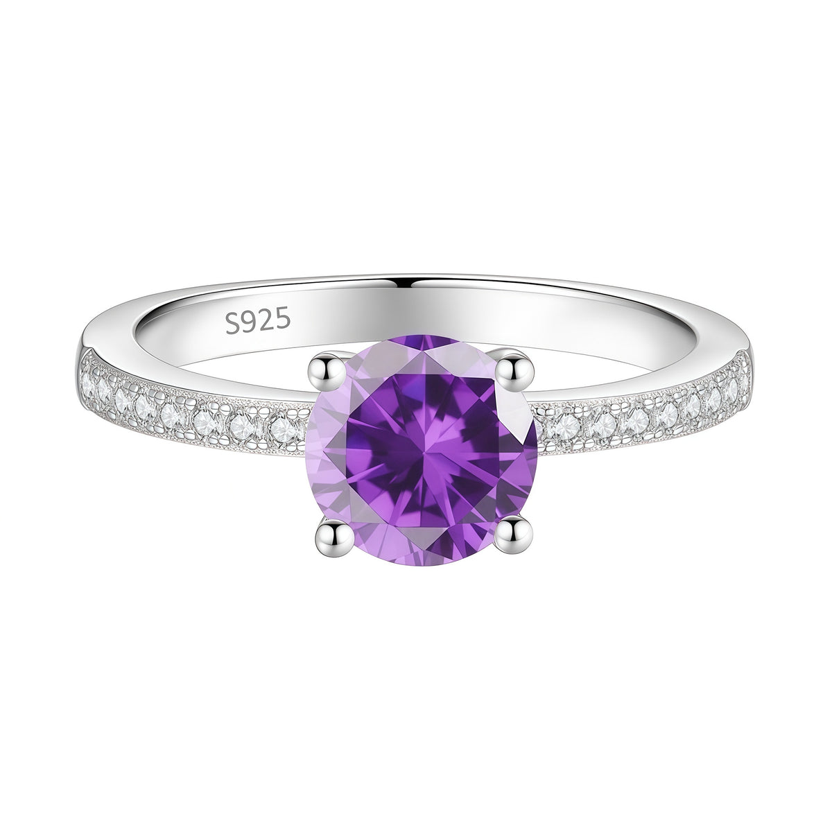 S925 Sterling Silver Ring with Colored Moissanite