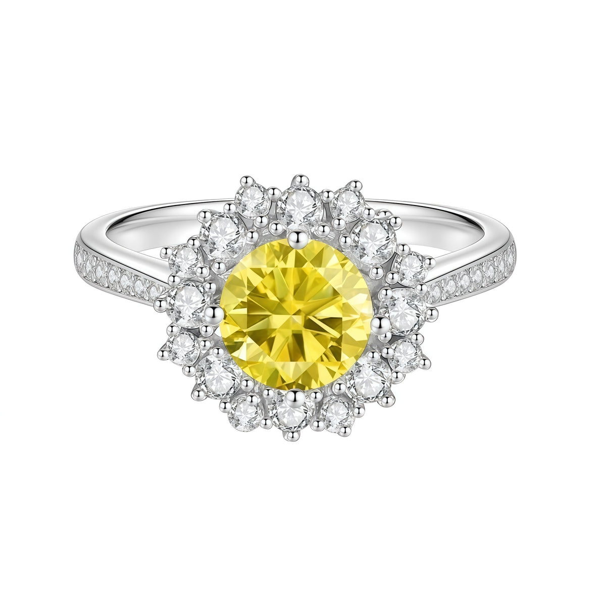 S925 Sterling Silver Colorful Moissanite Ring