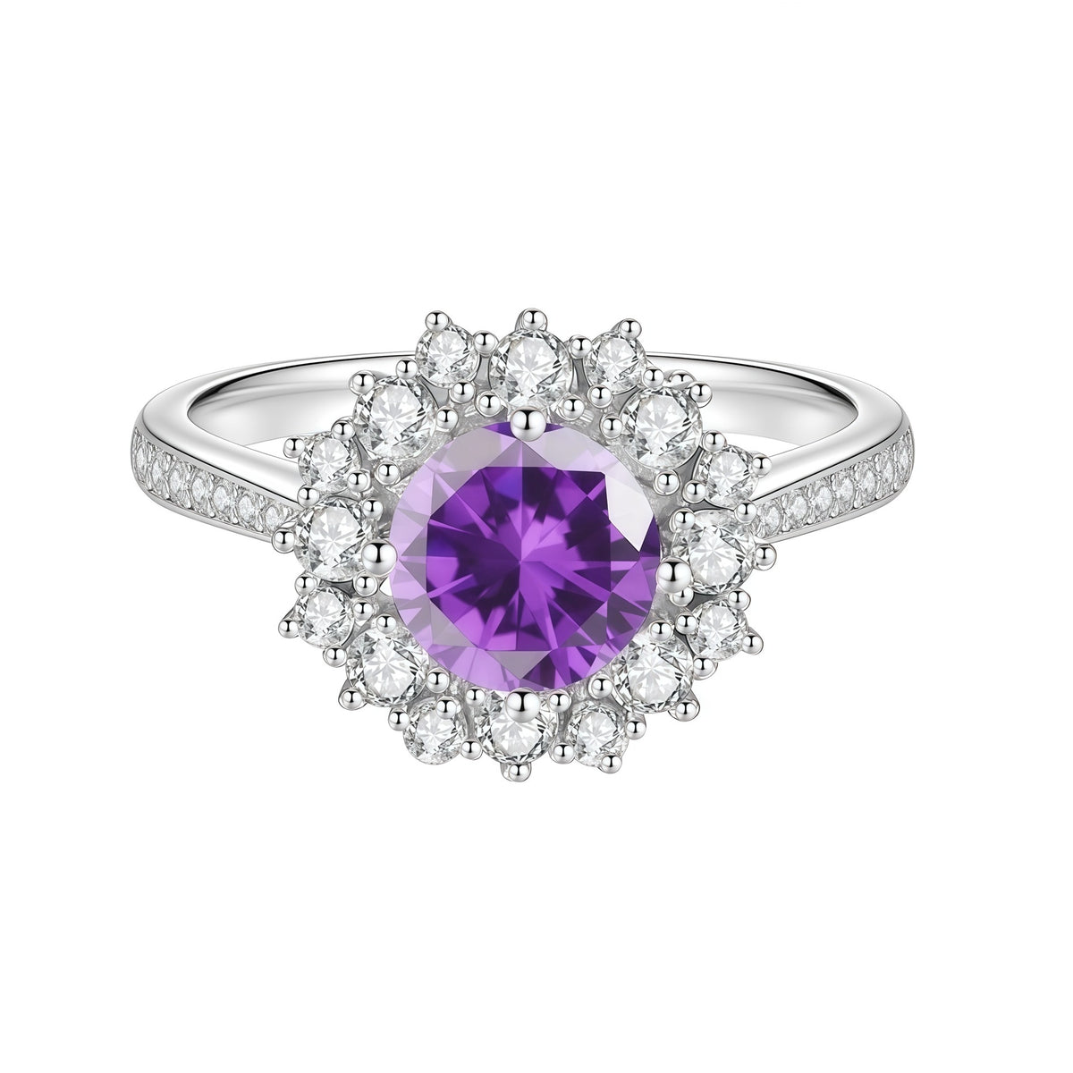 S925 Sterling Silver Colorful Moissanite Ring