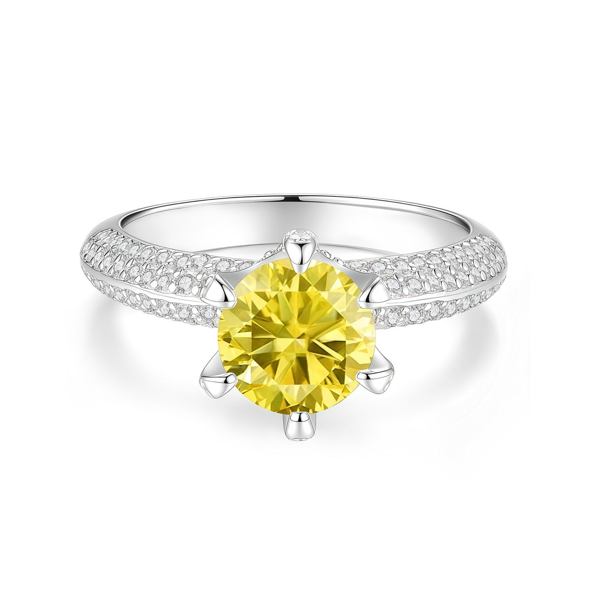 S925 Sterling Silver Six-Prong Moissanite Ring