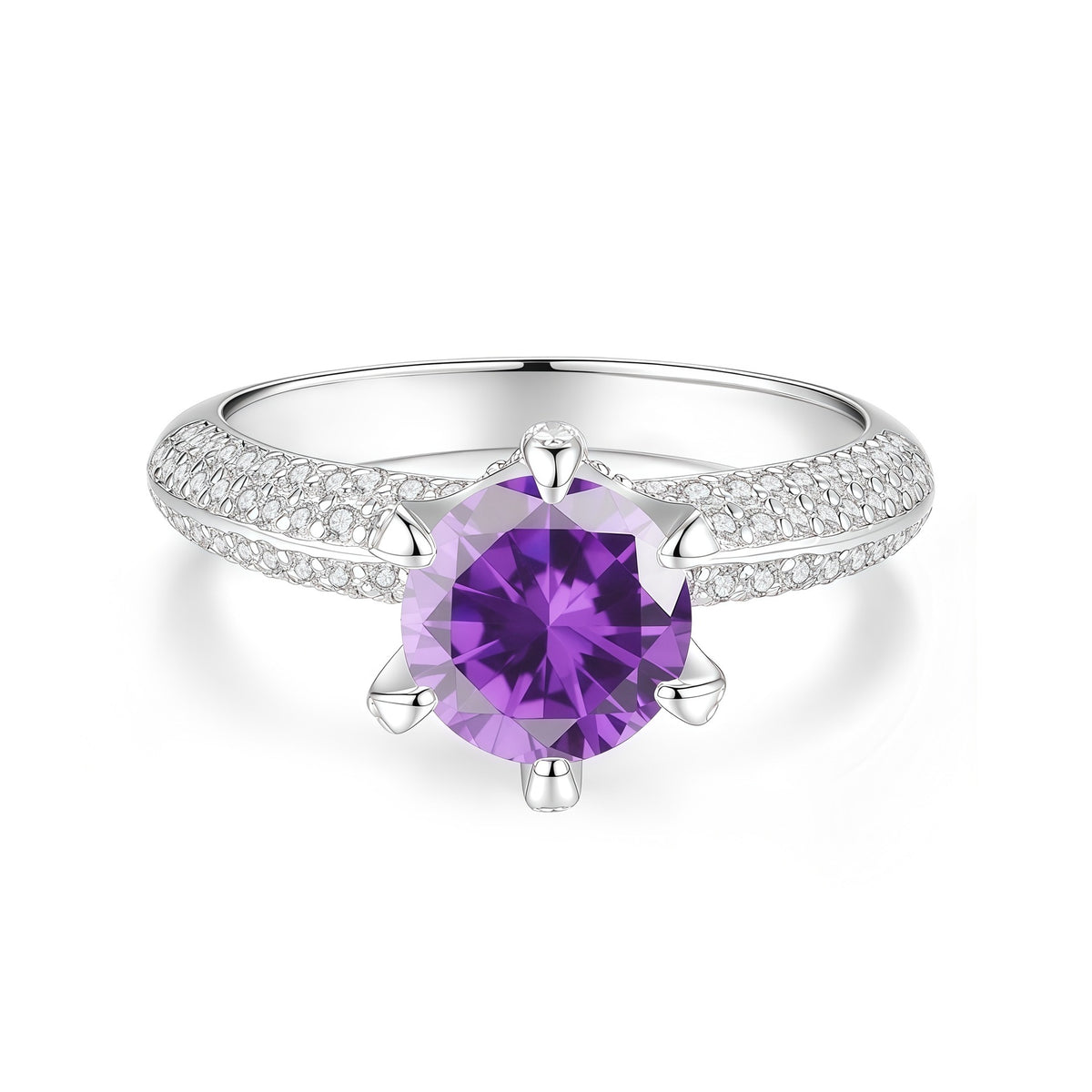 S925 Sterling Silver Six-Prong Moissanite Ring