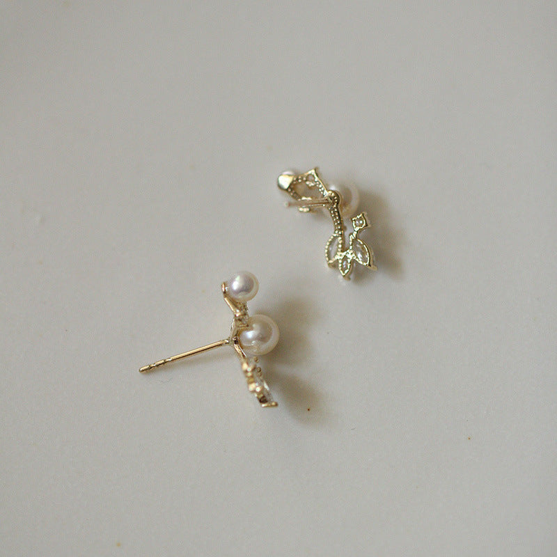 925 sterling silver pearl earrings - golden