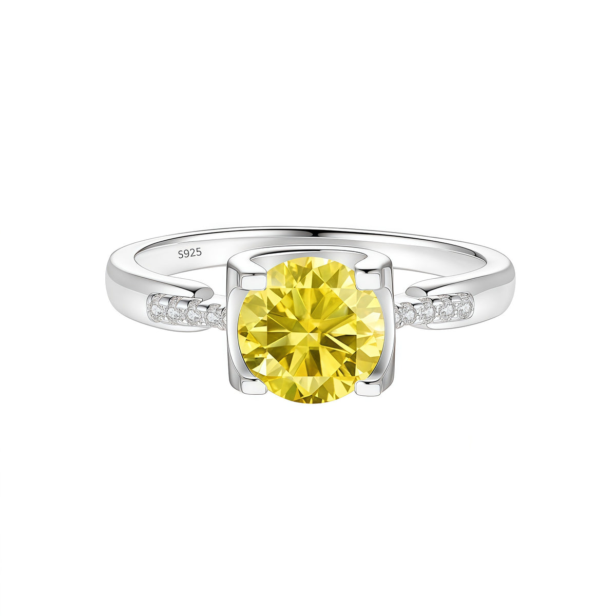 S925 Silver Bull-Head Ring with Colored Moissanite
