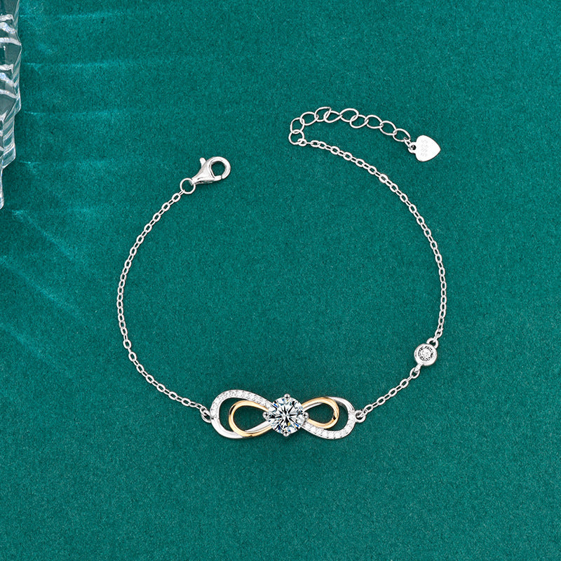 925 Sterling Silver Moissanite Figure 8 Bracelet
