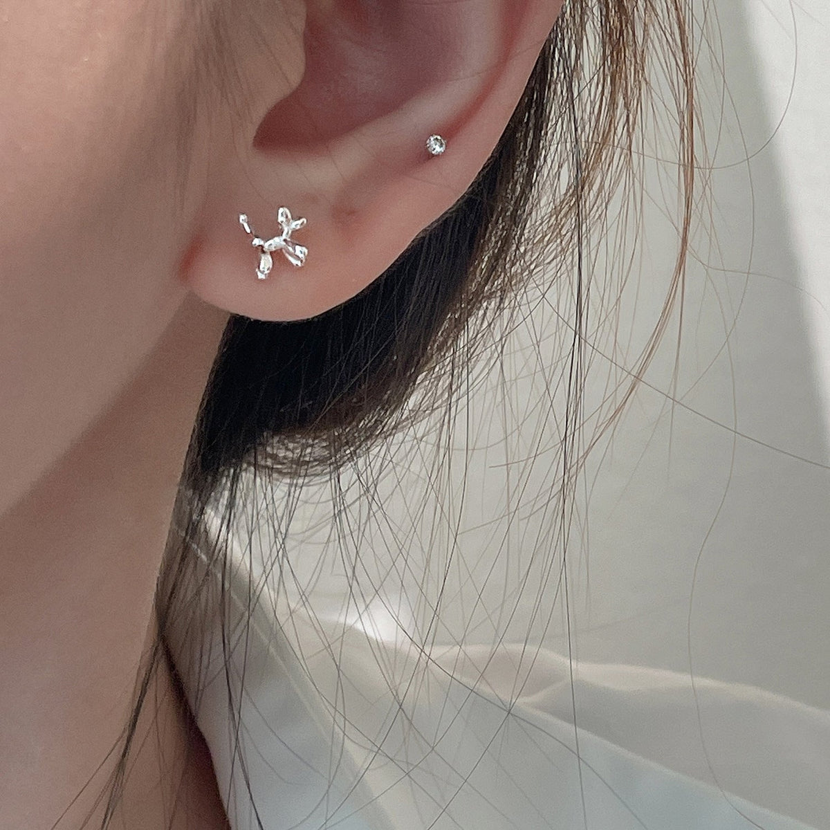 925 sterling silver small earrings - silvery