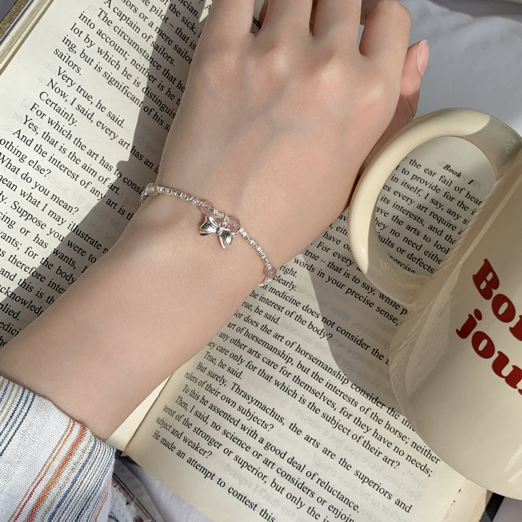 925 sterling silver strawberry crystal bracelet - silvery