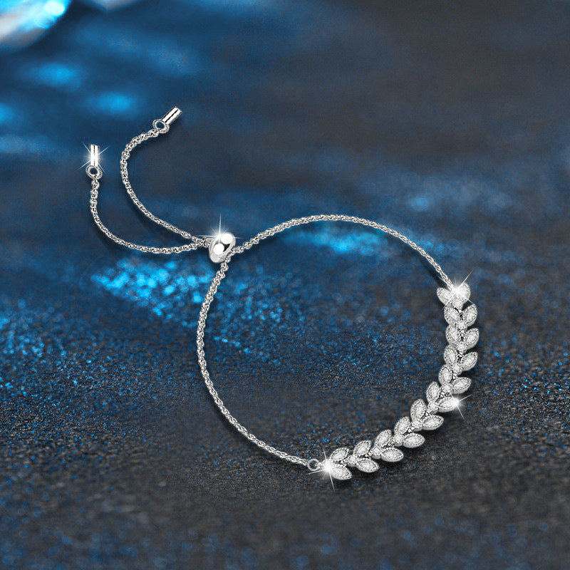 925 Sterling Silver Moissanite Wheat Ear Bracelet