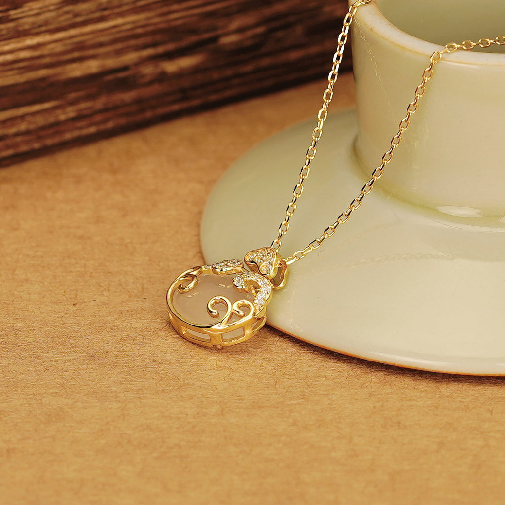 925 sterling silver chalcedony pendant necklace - golden