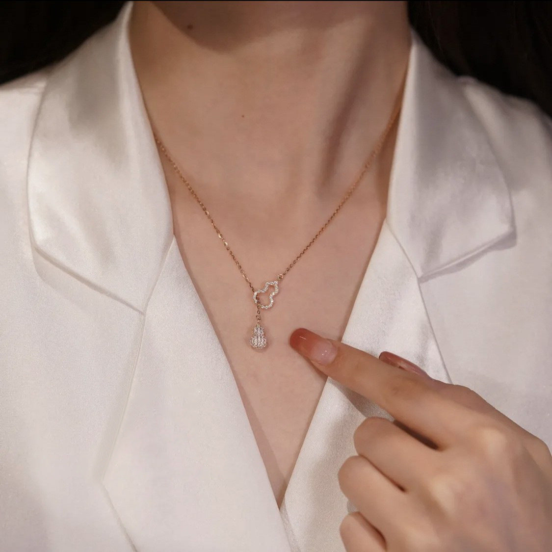 925 sterling silver gourd pendant necklace