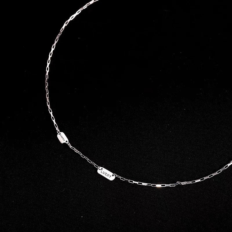 S925 pure silver Lucky square letter necklace