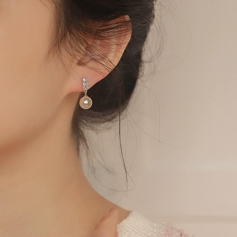 925 sterling silver pearl earrings - silvery