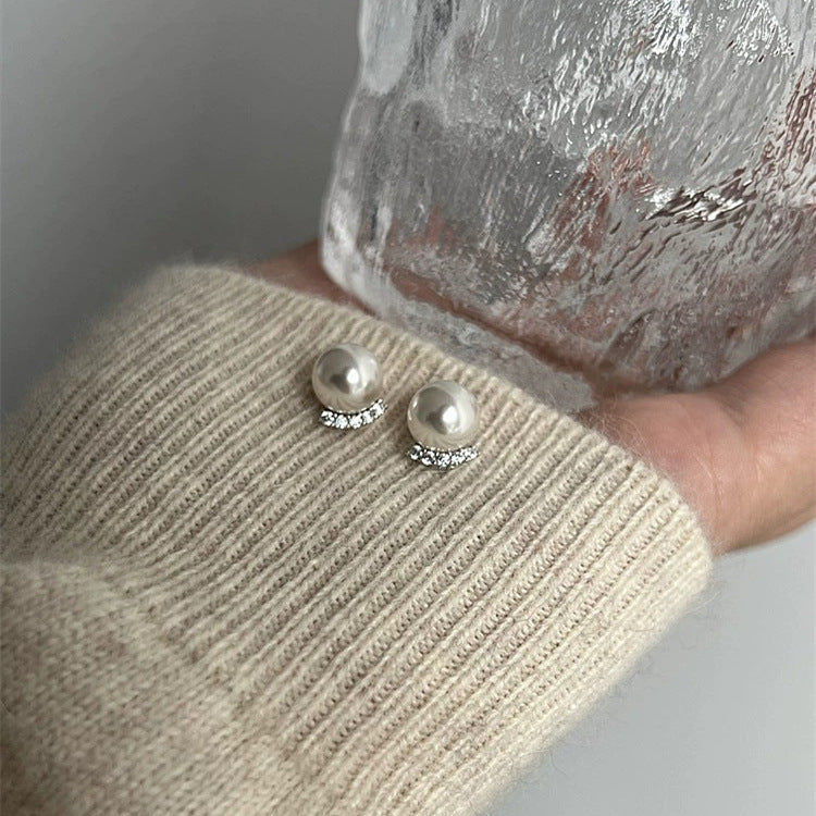 925 sterling silver imitation pearl earrings