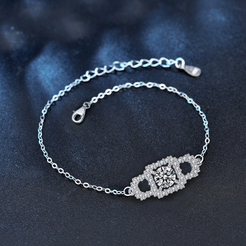 S925 Sterling Silver Square Moissanite Bracelet