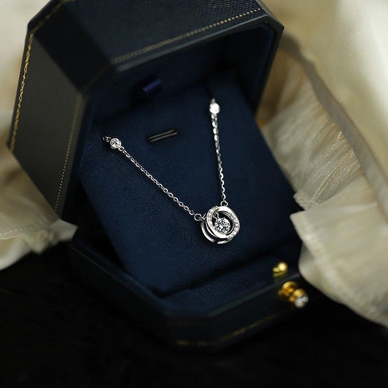 925 sterling silver sparkling zirconium pendant necklace - silver