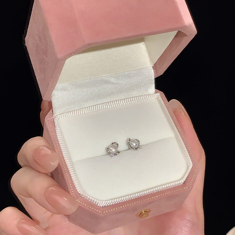 S925 pure silver freshwater pearl earrings