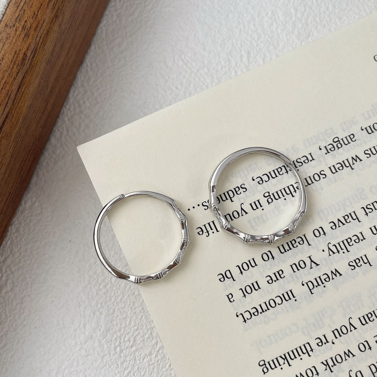 S925 sterling silver bamboo knot ring for couples - Silvery