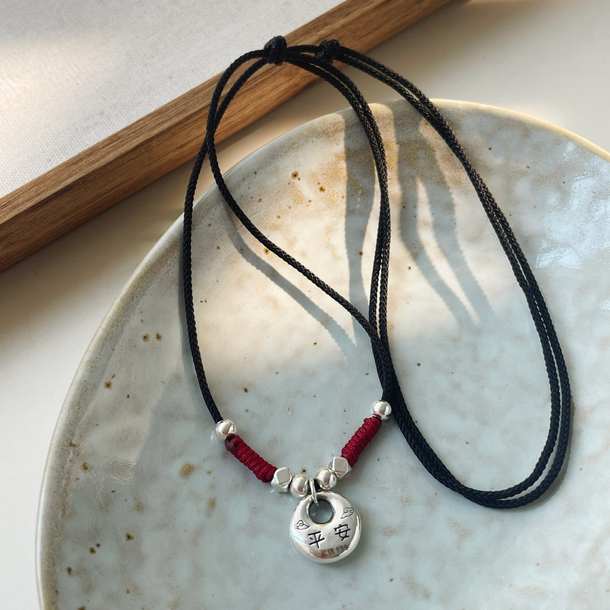 999 silver pendant hand woven rope necklace
