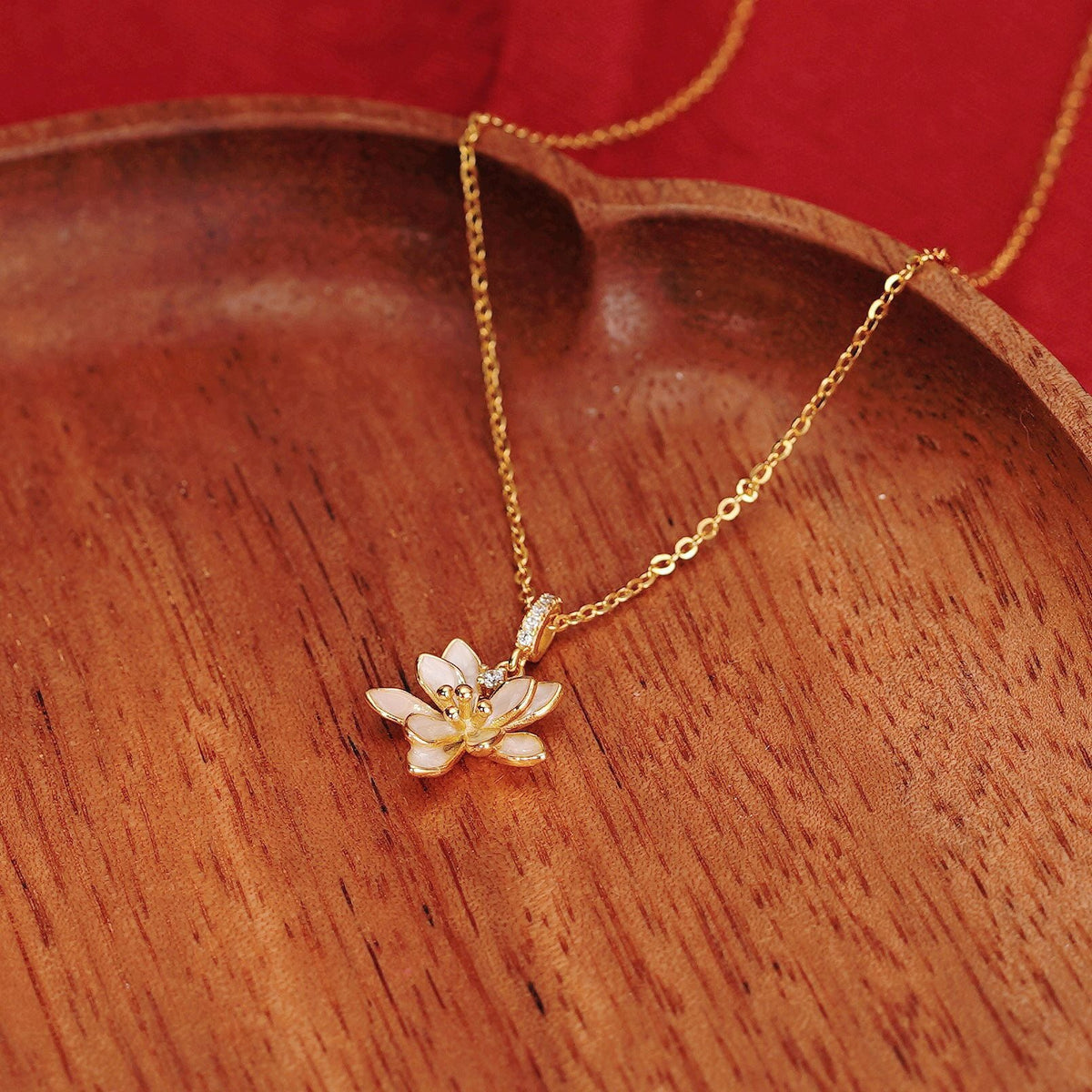 925 sterling silver lotus pendant necklace - golden