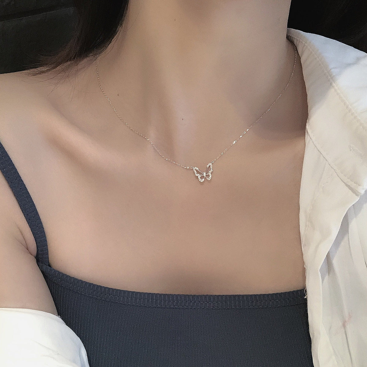 S925 Silver Butterfly Pendant Necklace