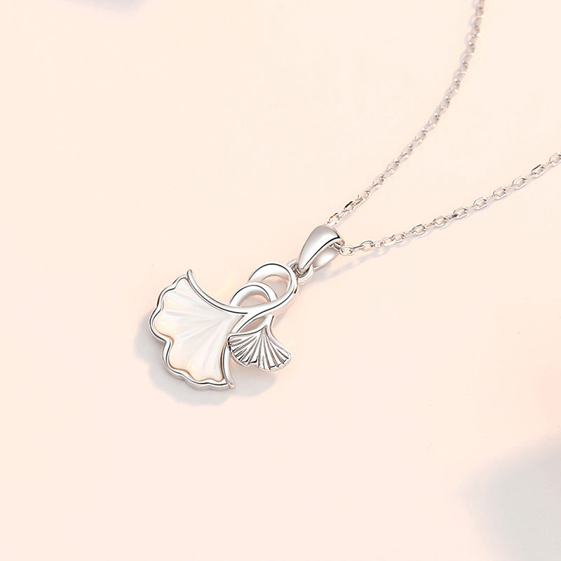 999 Silver Leaf Shape Pendant Necklace - Silvery