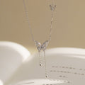 S925 sterling silver butterfly bead tassel necklace