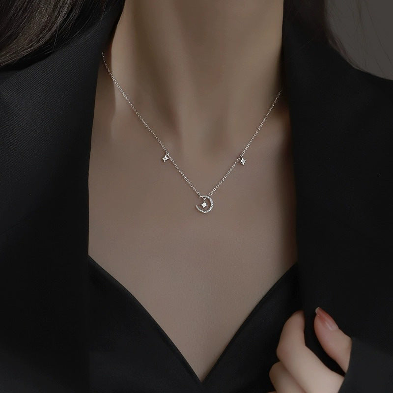 925 sterling silver star and moon pendant necklace