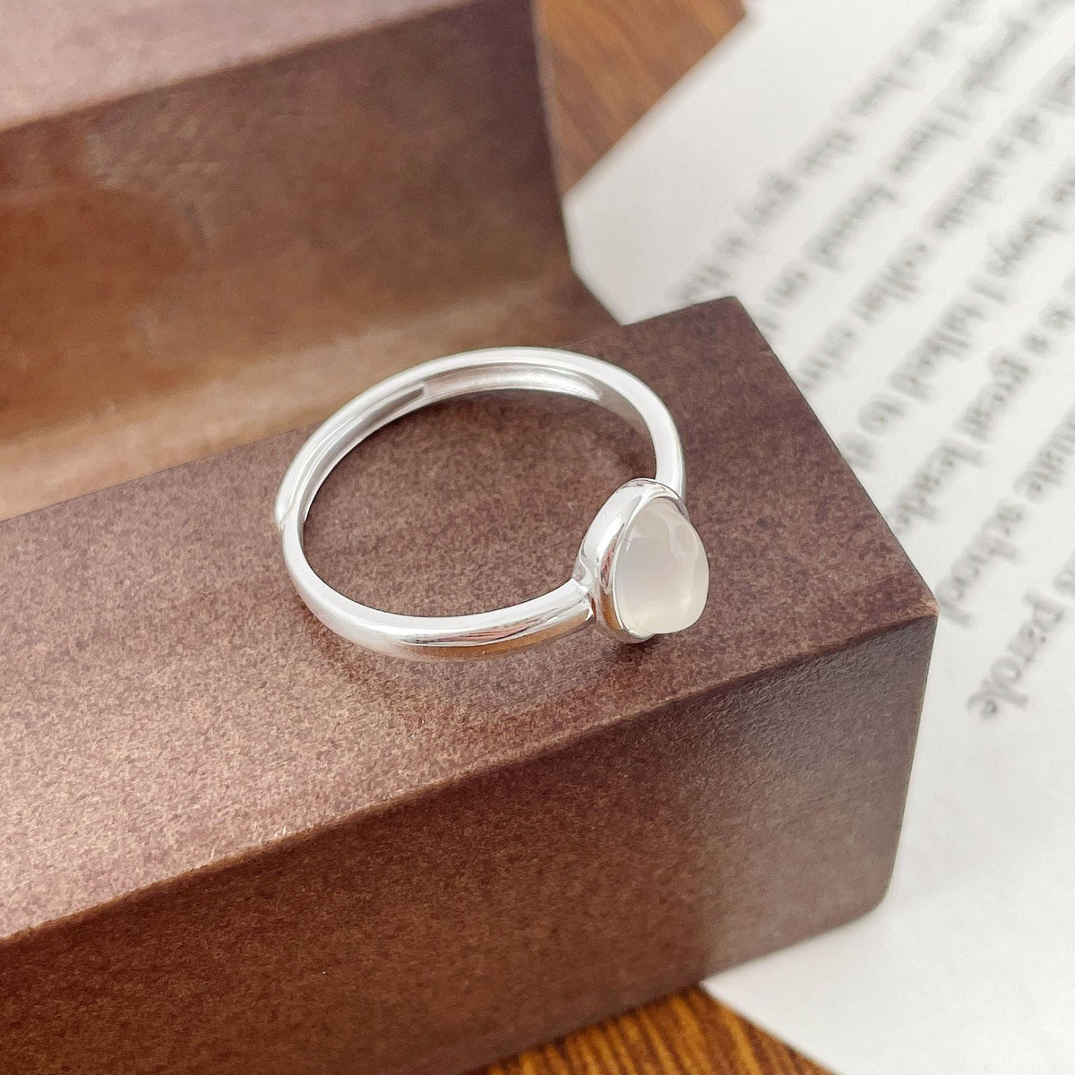 925 sterling silver oval chalcedony open ring