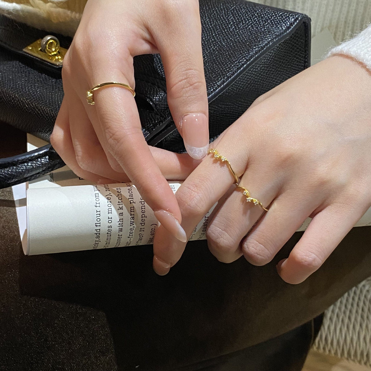 925 sterling silver inlaid sparkling zirconium ring - golden