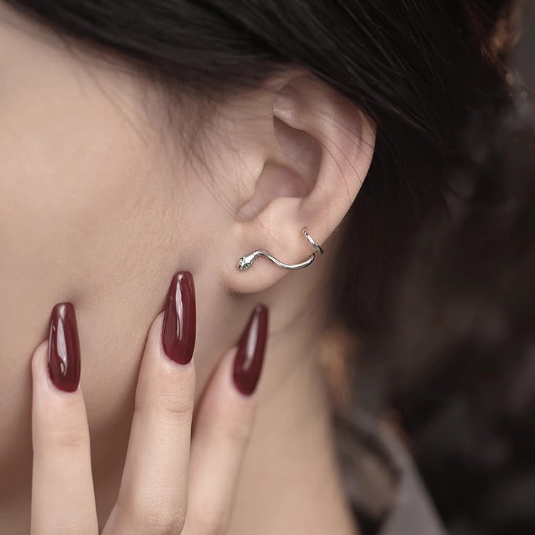S925 sterling silver snake shaped earrings