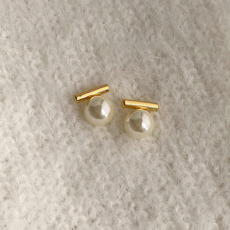 925 sterling silver pearl earrings - golden