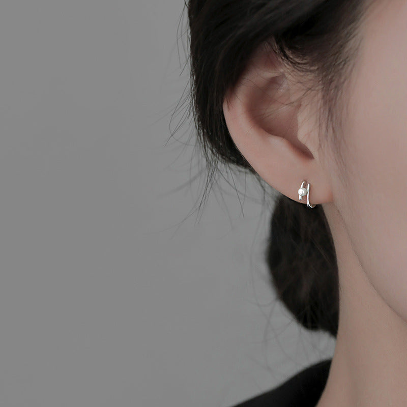 925 sterling silver ear buckle - silvery