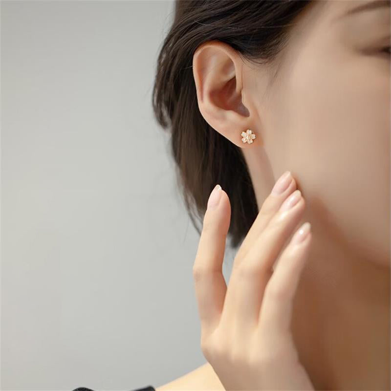 925 sterling silver cherry blossom earrings - golden