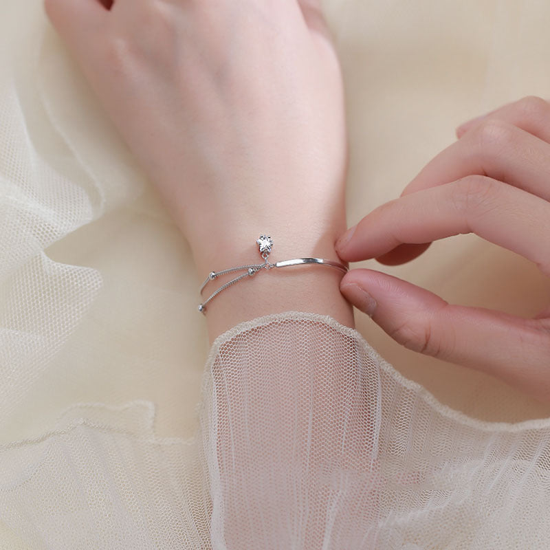 S925 sterling silver bracelet - silvery