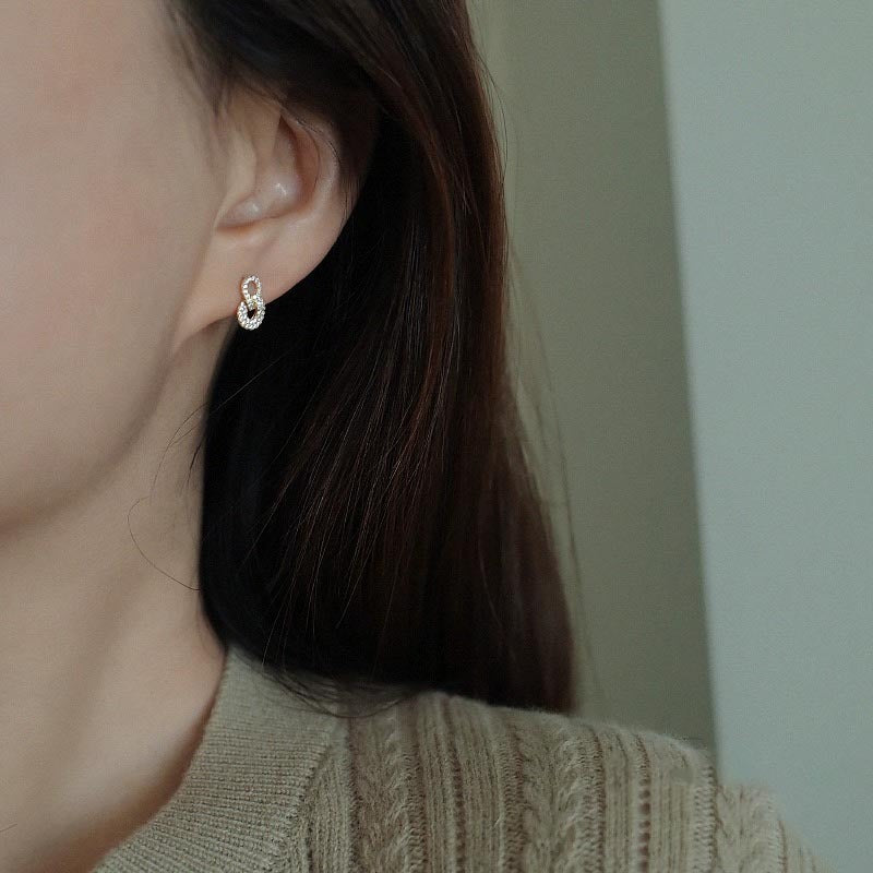 S925 sterling silver sparkling zirconium earrings - golden