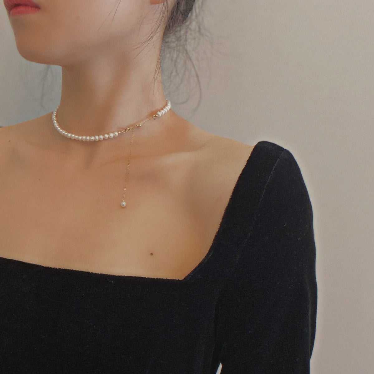 S925 pure silver freshwater pearl bead necklace