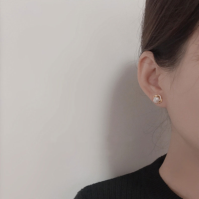 S925 sterling silver pearl earrings