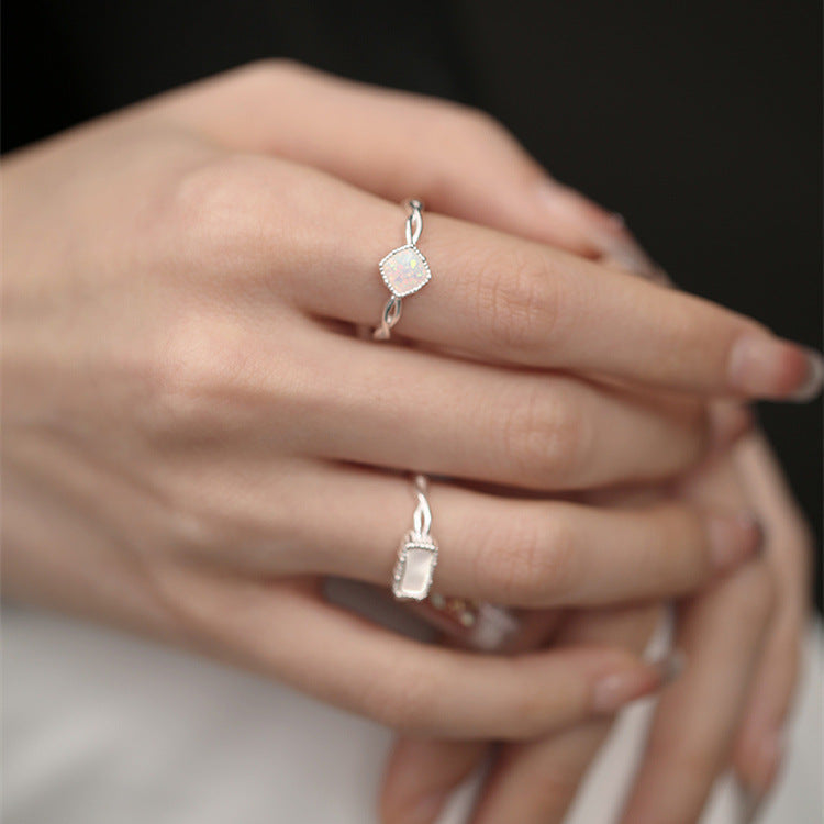 S925 sterling silver shell ring