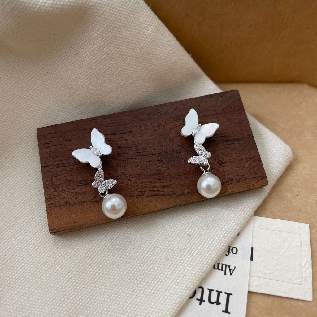 S925 sterling silver butterfly earrings