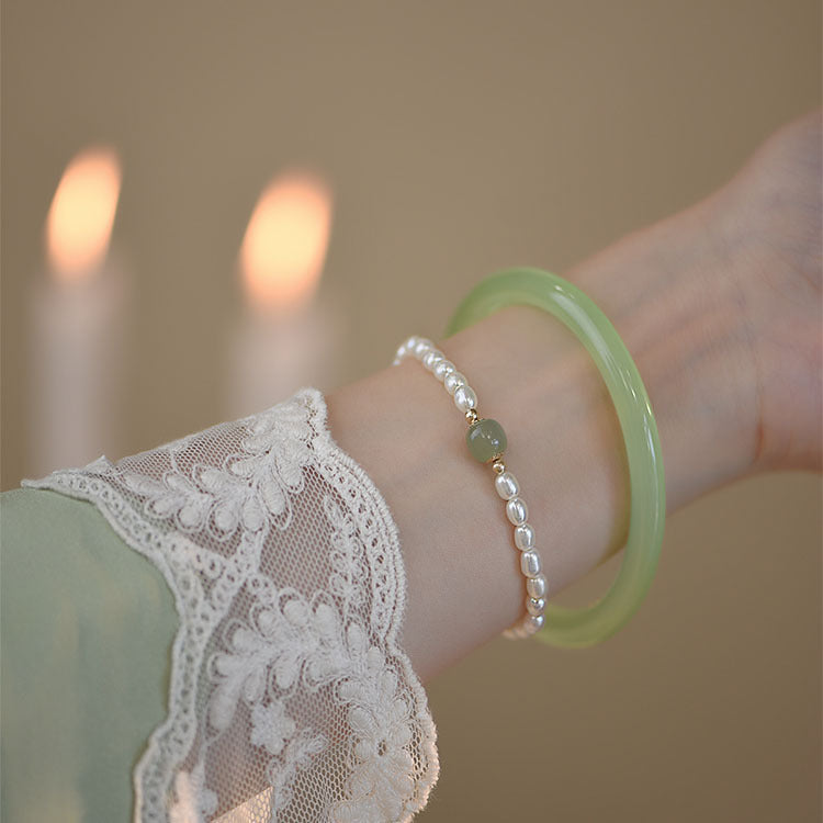 Freshwater Pearl Hotan Jade Bracelet